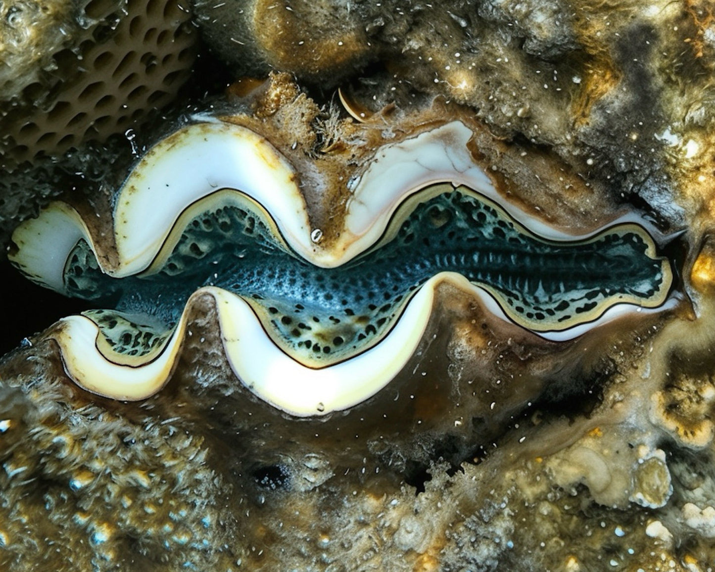 Clam Shell Interior – High-Resolution Ocean Macro Photo | AI-Enhanced Digital Download for Marine Decor & Wall Art