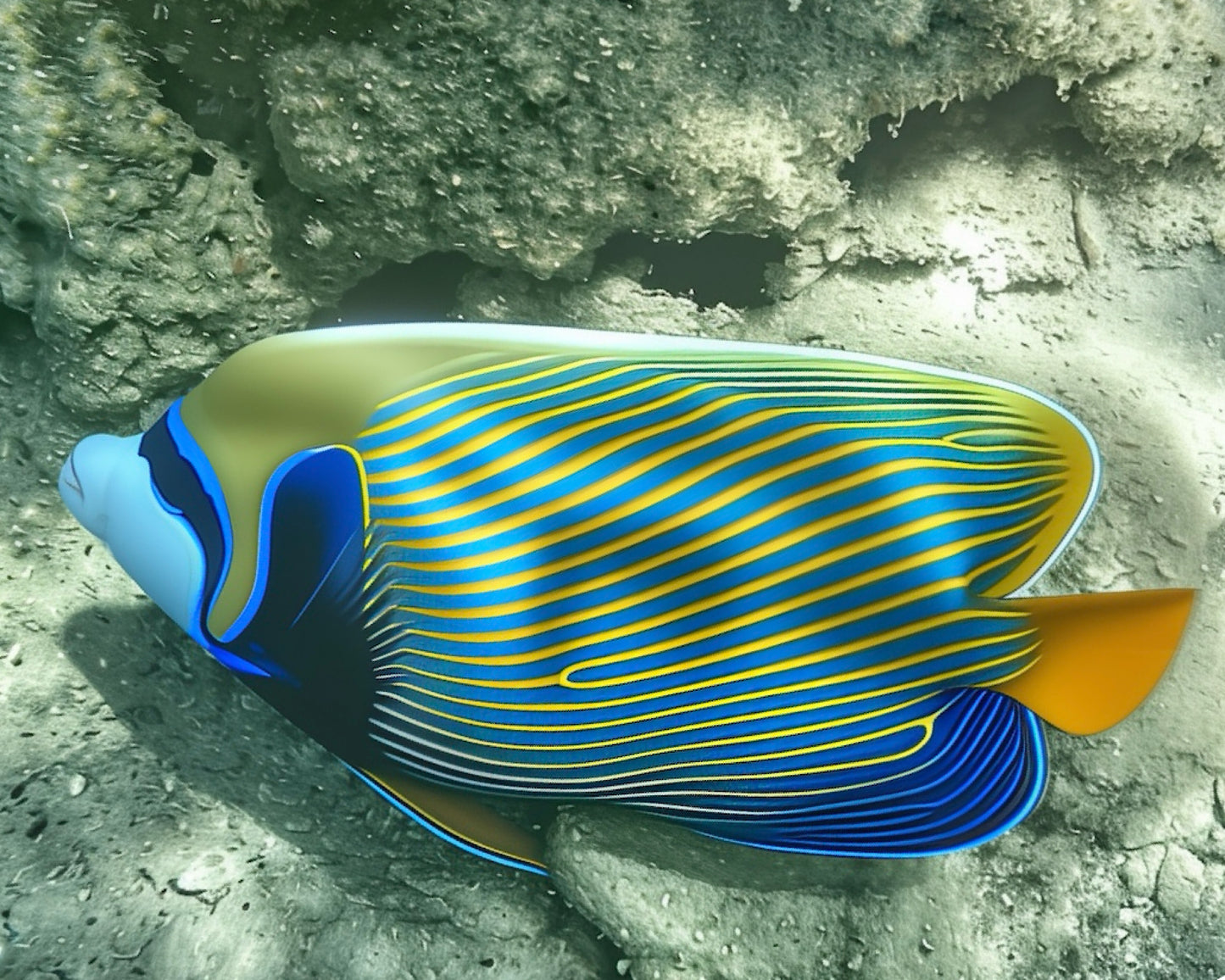 Authentic Emperor Angelfish Marine Photo – AI Enhanced for Depth of Color & Detail (Print & Digital)